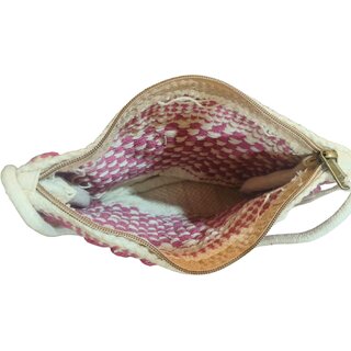 Crimson Dot Handwoven Fringe Sling Bag view 2