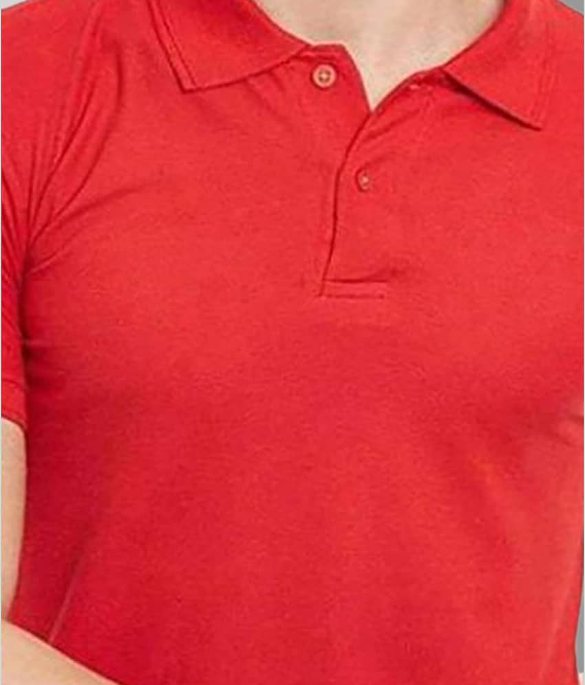 SKYRISE Pack of 1 Cotton Blend Slim Fit Solid Half Sleeves Men's Polo T Shirt ( Red ) view 2