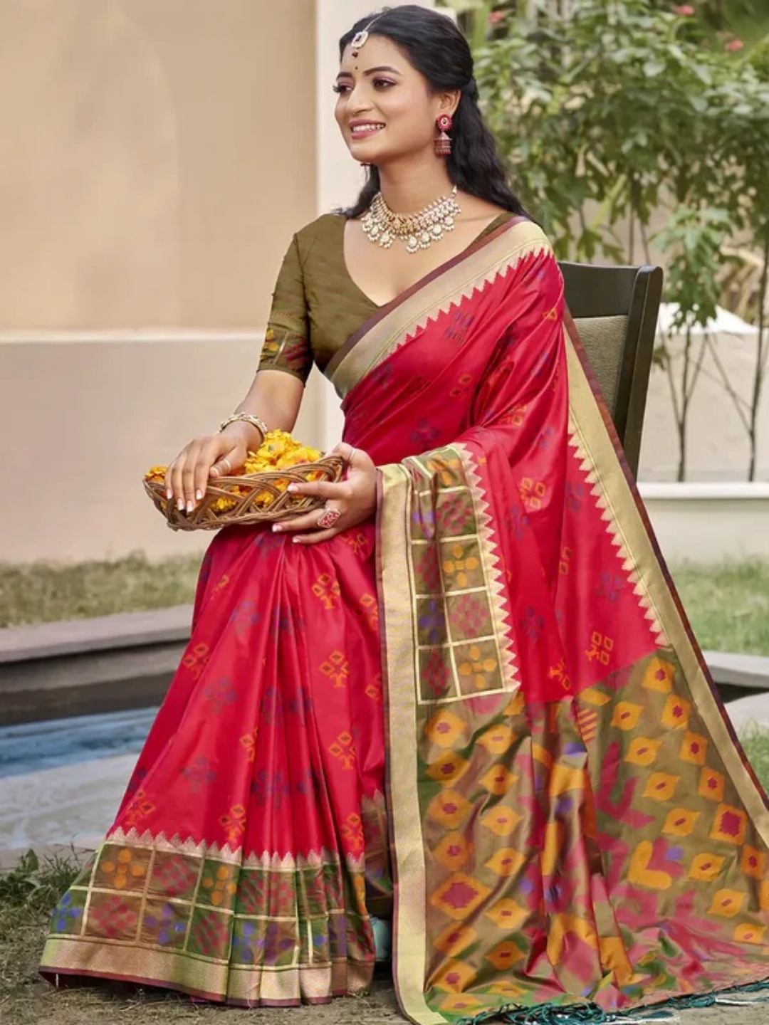 Pink Silk Saree view 2