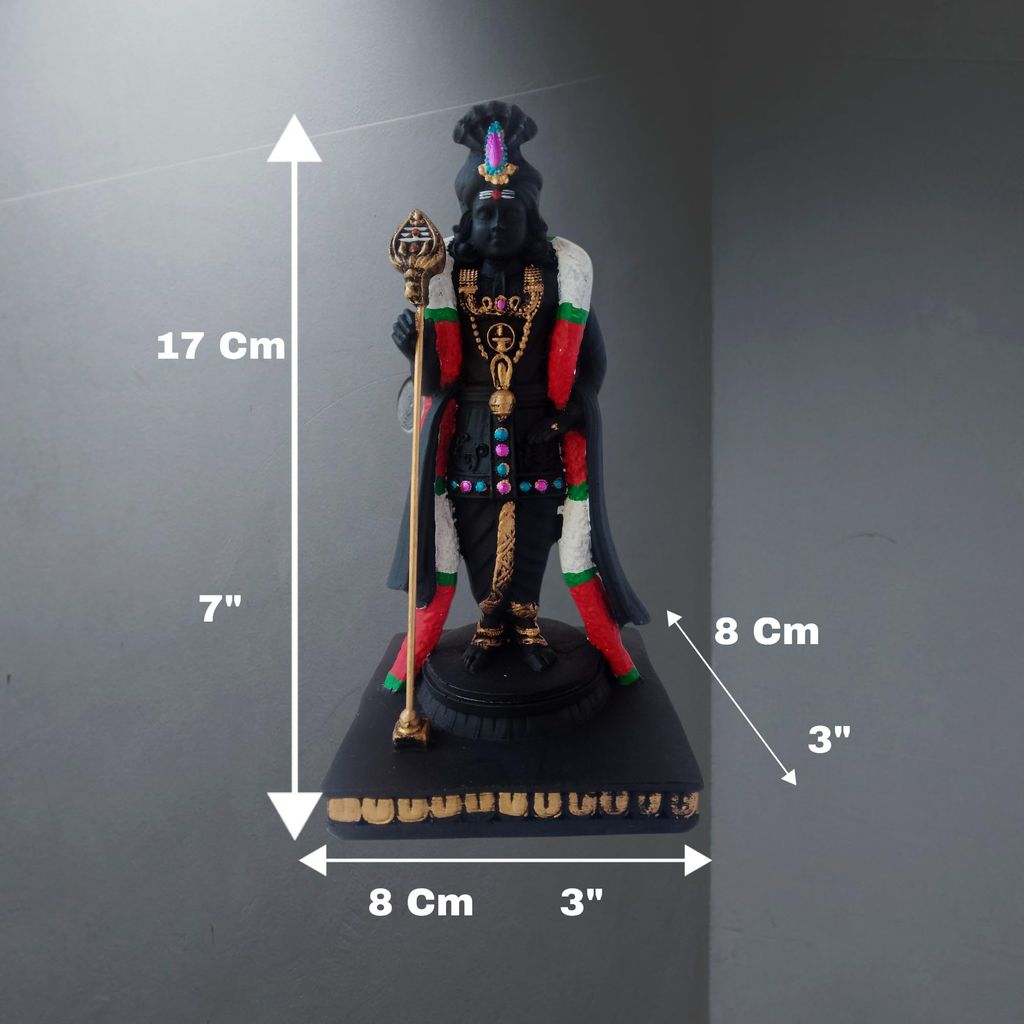 AMS Palani Lord Murugan Raja Alagaram Idol for Home Decor | Subramanya Swamy Murti for Puja Room, Office & Gift | Decorative Vadivelan Statue for Living Room | Black Resin Skanda Idol 17 cm view 2