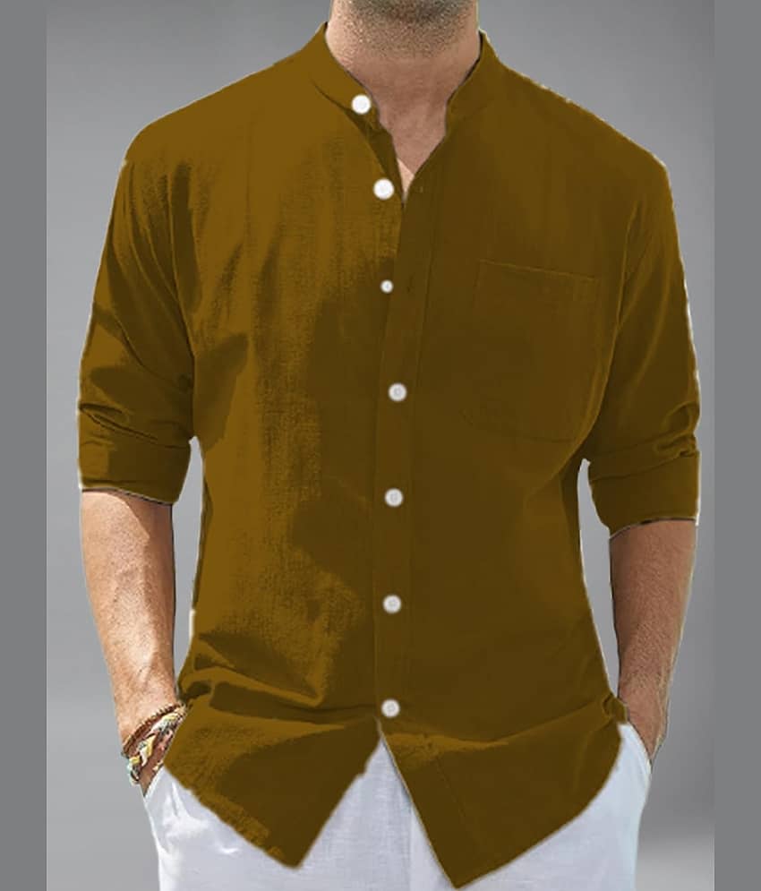 BHUVIKOO Cotton Blend Slim Fit Solids Full Sleeves Men's Casual Shirt - Khaki ( Pack of 1 )