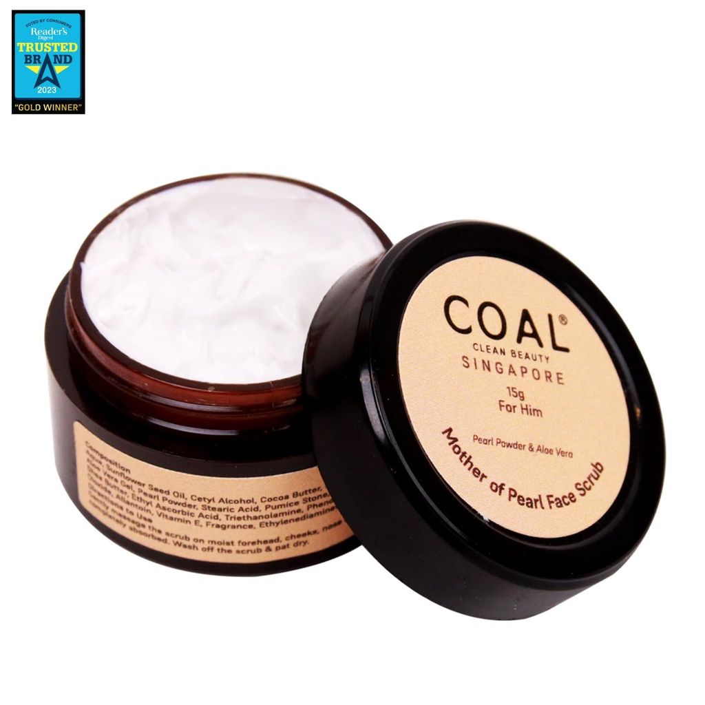 COAL Clean Beauty Mother of Pearl Face Scrub with Powder & Aloe Vera | Exfoliates Removes Dead Skin Renews Men All Types view 2