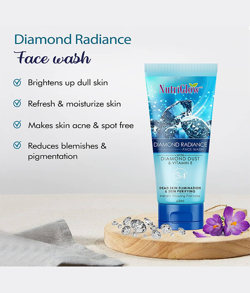 NutriGlow Diamond Radiance Face Wash Fresh Feel With Vitamin E For Skin Brightening & Anti-Ageing, 65ml (Pack of 2) view 2
