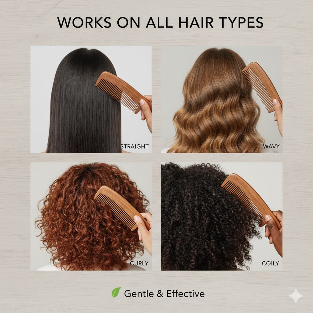 RD Products Pocket Neem Wooden Comb | Compact & Travel-Friendly | Natural Hair Comb for Men & Women | Gentle on Scalp, Helps Reduce Frizz & Hair Fall view 2