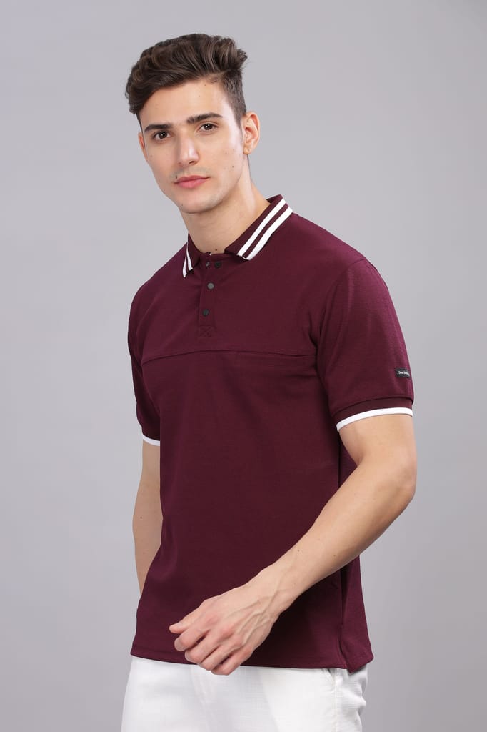 Men Solid Polo Neck Polyester Green T-Shirt