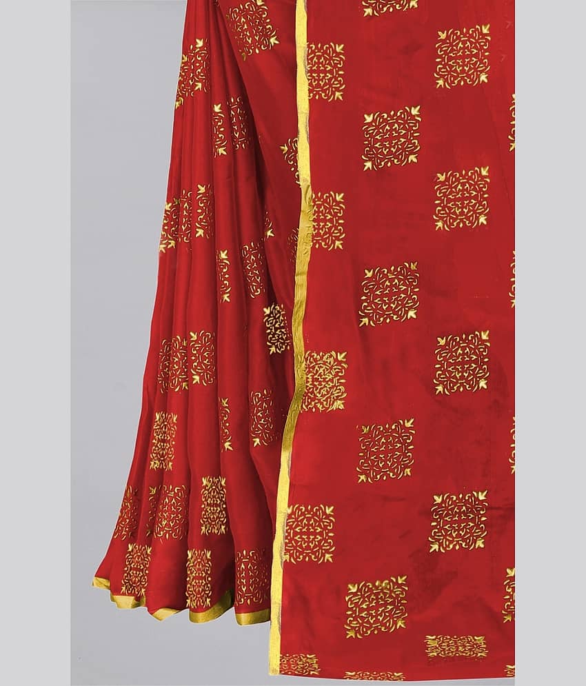 Rhey Chiffon Printed Saree With Unstitched Blouse Piece ( Rama ) view 2