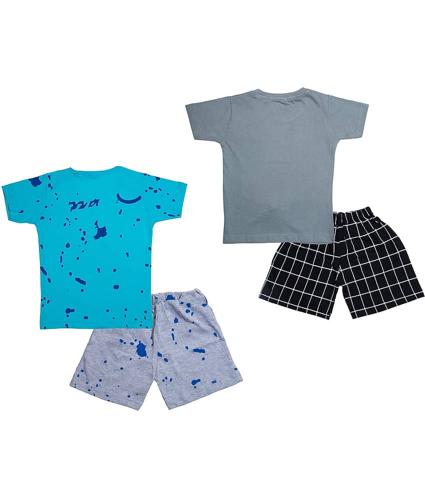 CATCUB Pack of 1 Boys Cotton T-Shirt & Shorts Set ( Multi ) view 2
