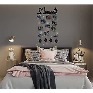 Khush Its Amazing Wood Moments With Squre Heart Hanging Up Down LED Light Hanging Photo Display, DIY Picture Photo Frame Collage Set Includes Multi colour Clips view 2
