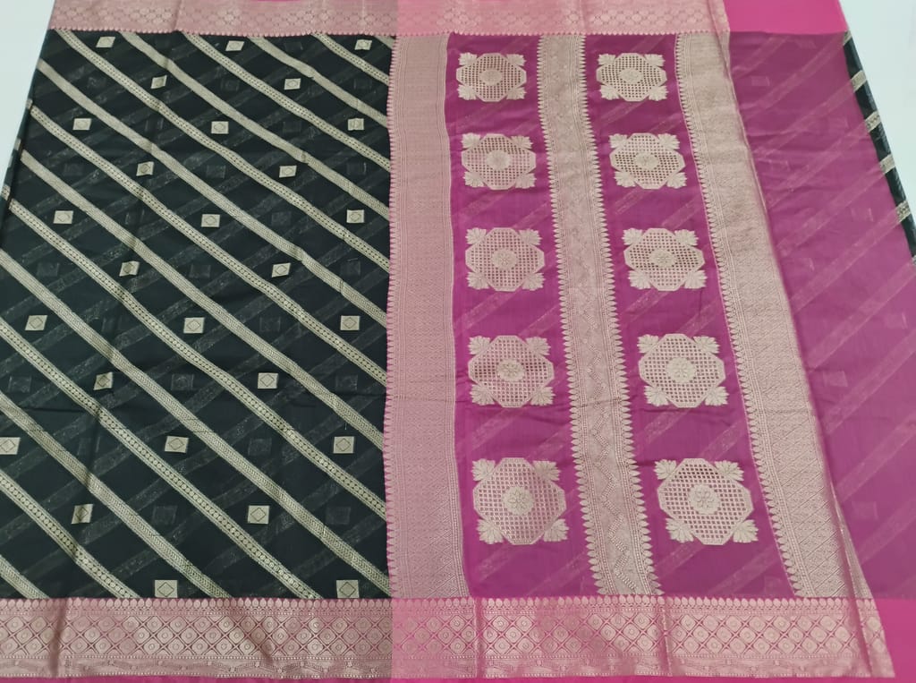 Handloom pure Masarised cotton saree view 2