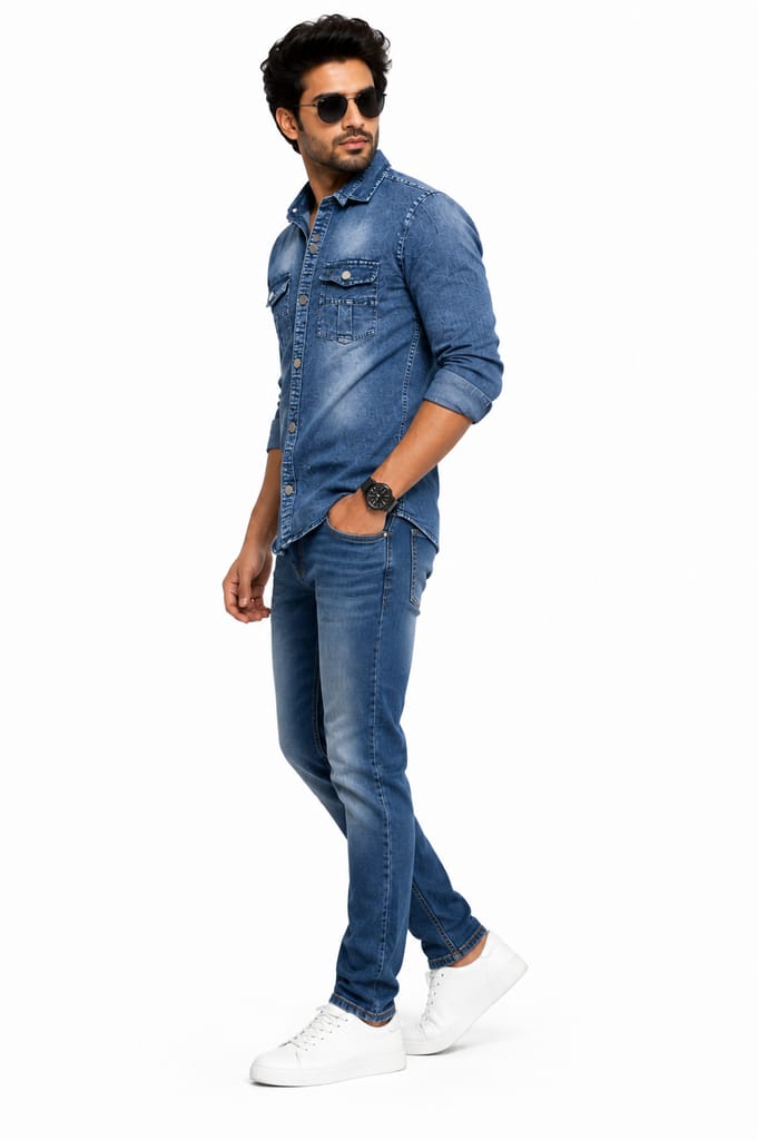 Premium Quality Jeans Shirts | Jeans Made of 100% Cotton Fabric | Long Durable |Fashionable, Stylish, Comfortable & Skin Friendly | Suitable Wear for Mild & Dense Winter, Rainy, Autumn | view 2