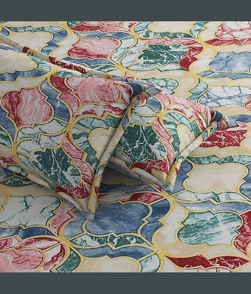 Apala Microfibre Floral Fitted Fitted bedsheet with 2 Pillow Covers ( King Size ) - Multi view 2