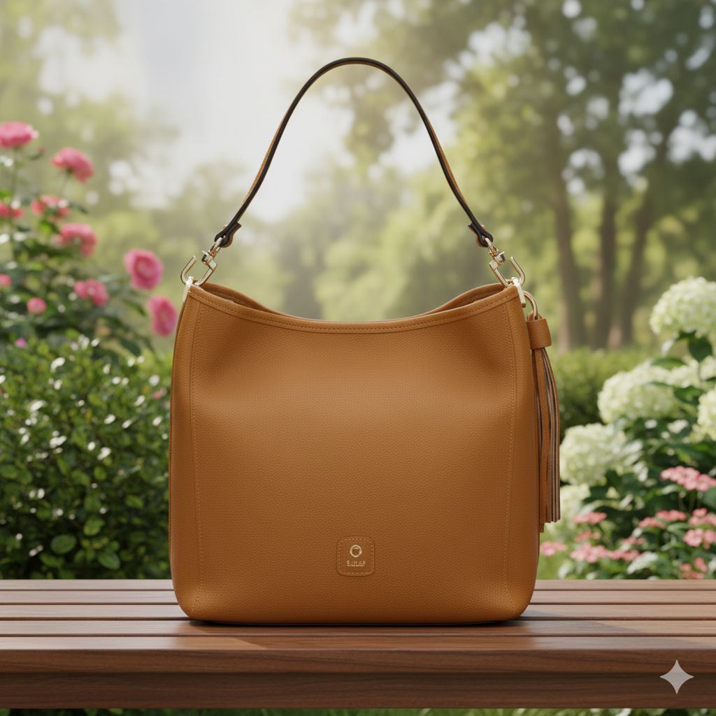 Stylish Tan Women's Shoulder Bag with Tassel Detail view 2