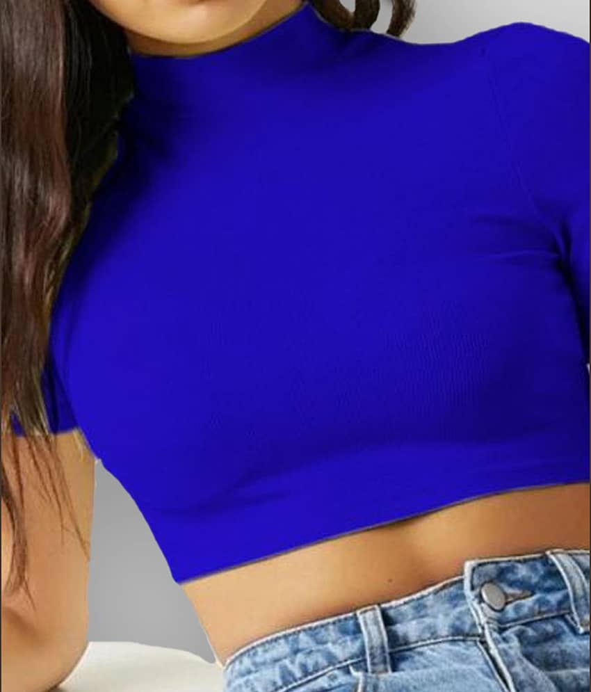 Dream Beauty Fashion Women's Polyester Crop Top ( Blue ) view 2