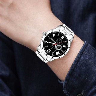 HRV Men's Round Dial Silver Strap Analog Watch view 2