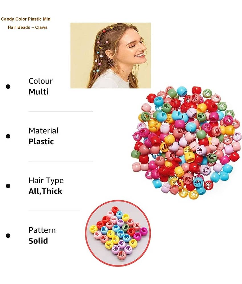 50 Mini Claw Hair Clips | Mini Hair Clip Tiny Round Plastic Hair Claws | Hair Braids Maker Beads | Hair Accessories for Kids & Girls view 2