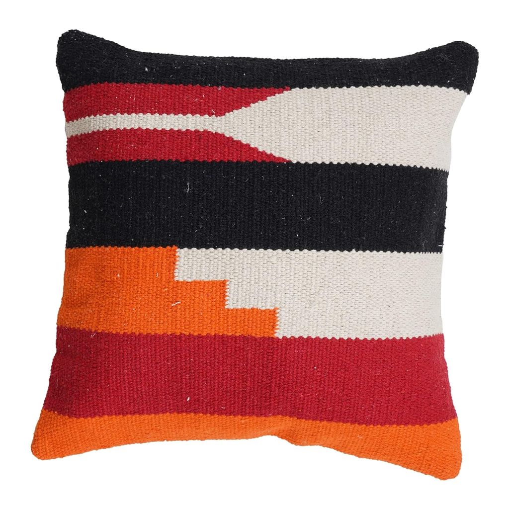 Lalawat-Export Cushion Cover Cotton Throw Pillows Boho Handmade Knit case Sofa Decor Fringes (Square, 16x16 Inches) LLE_15