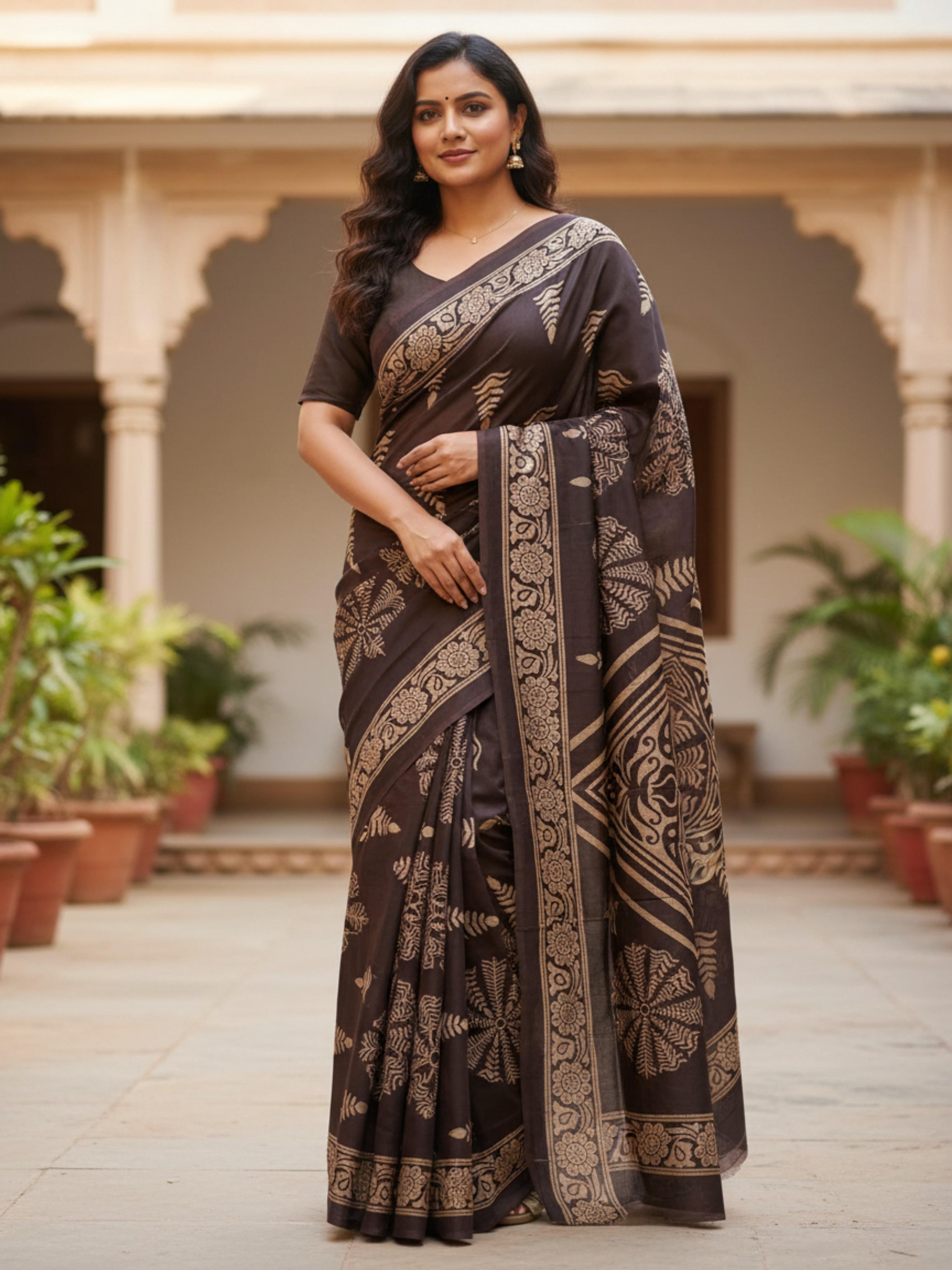 Cotton Chapa Saree-Minu view 2