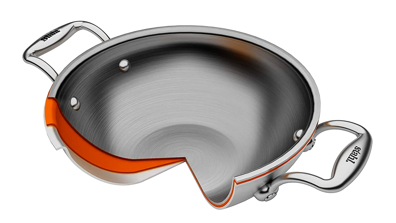 Stahl Triply Stainless Steel Artisan Kadhai with Lid | Premium Induction Kadhai for Healthy Everyday Cooking (Size - 28cm/4.4ltr) by Mahavir Home Store view 2