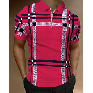AUSK Mens Casual Printed Cotton Blend Pink & Black Summer wear Co-ords set of T-Shirt & Trakpant view 2