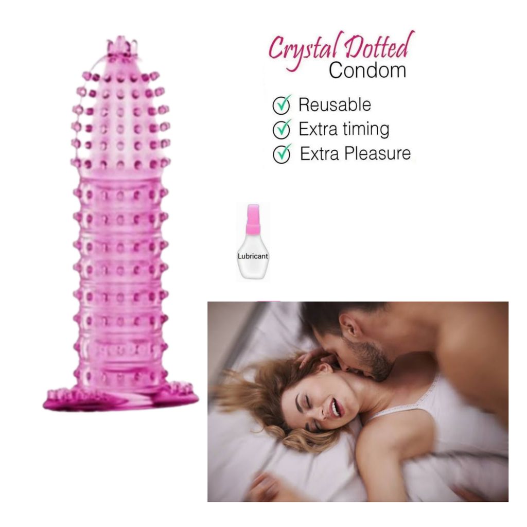 Crystal Condom Silicone Dotted Soft Flexible Reusable Condom more Pleasure (Pack of 1)