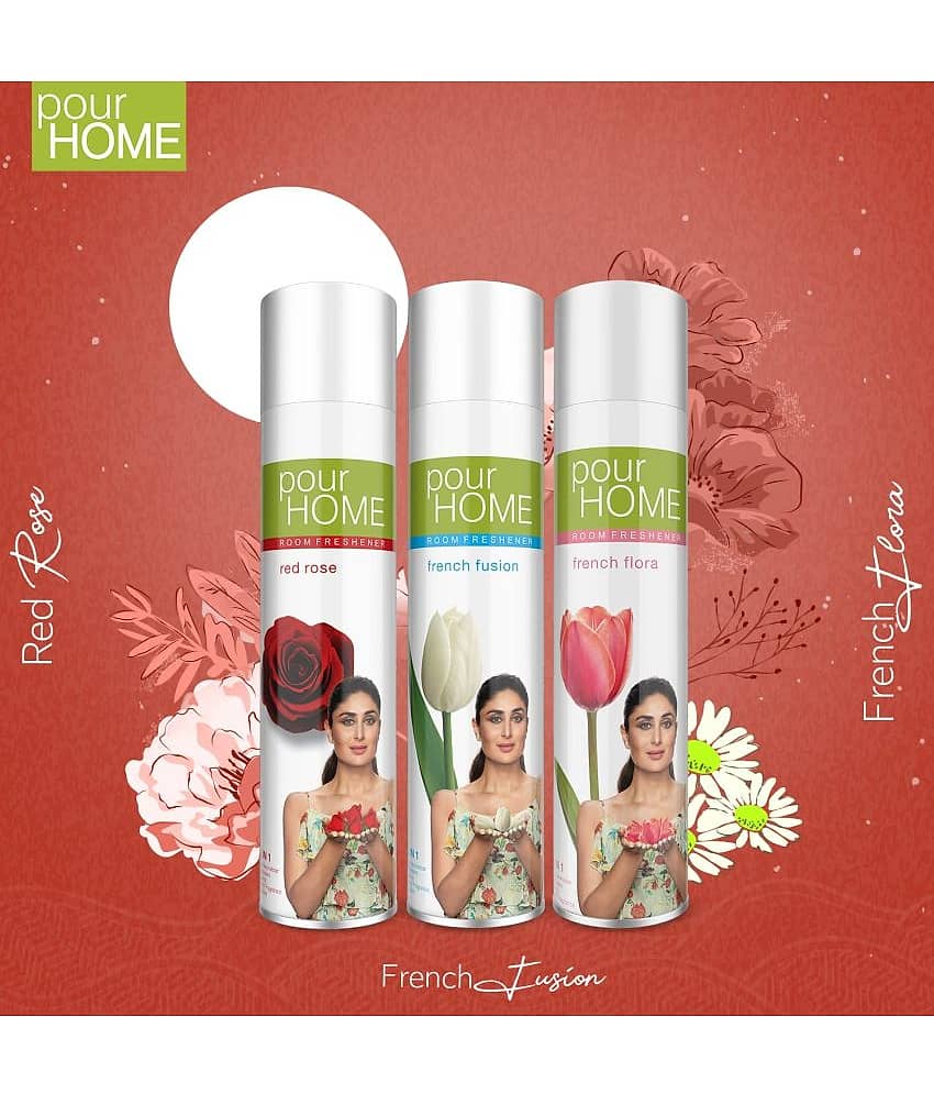 POUR HOME Red Rose , Fusion & Flora Room Freshener 220ML Each(Pack of 3) view 2