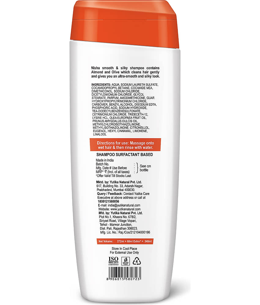Nisha Smooth & Silky Shampoo for Women Men 340ml, Almond & Olive Actives Shampoo for Naturally Soft Silky Hair view 2
