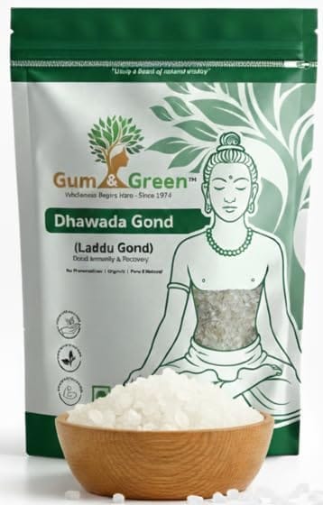 Gum & Green Dhawada Gond (Anogeissus Latifolia Gum) | Rare Ayurvedic Resin for Immunity & Recovery | 100% Pure & Edible | Ideal for Gond Laddu & Postpartum Recovery | FSSAI Certified | Since 1974 |250g