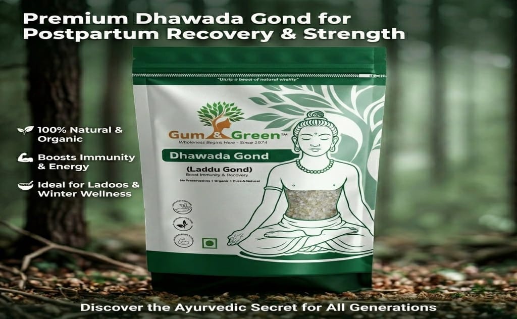 Gum & Green Dhawada Gond (Anogeissus Latifolia Gum) | Rare Ayurvedic Resin for Immunity & Recovery | 100% Pure & Edible | Ideal for Gond Laddu & Postpartum Recovery | FSSAI Certified | Since 1974 |250g view 2