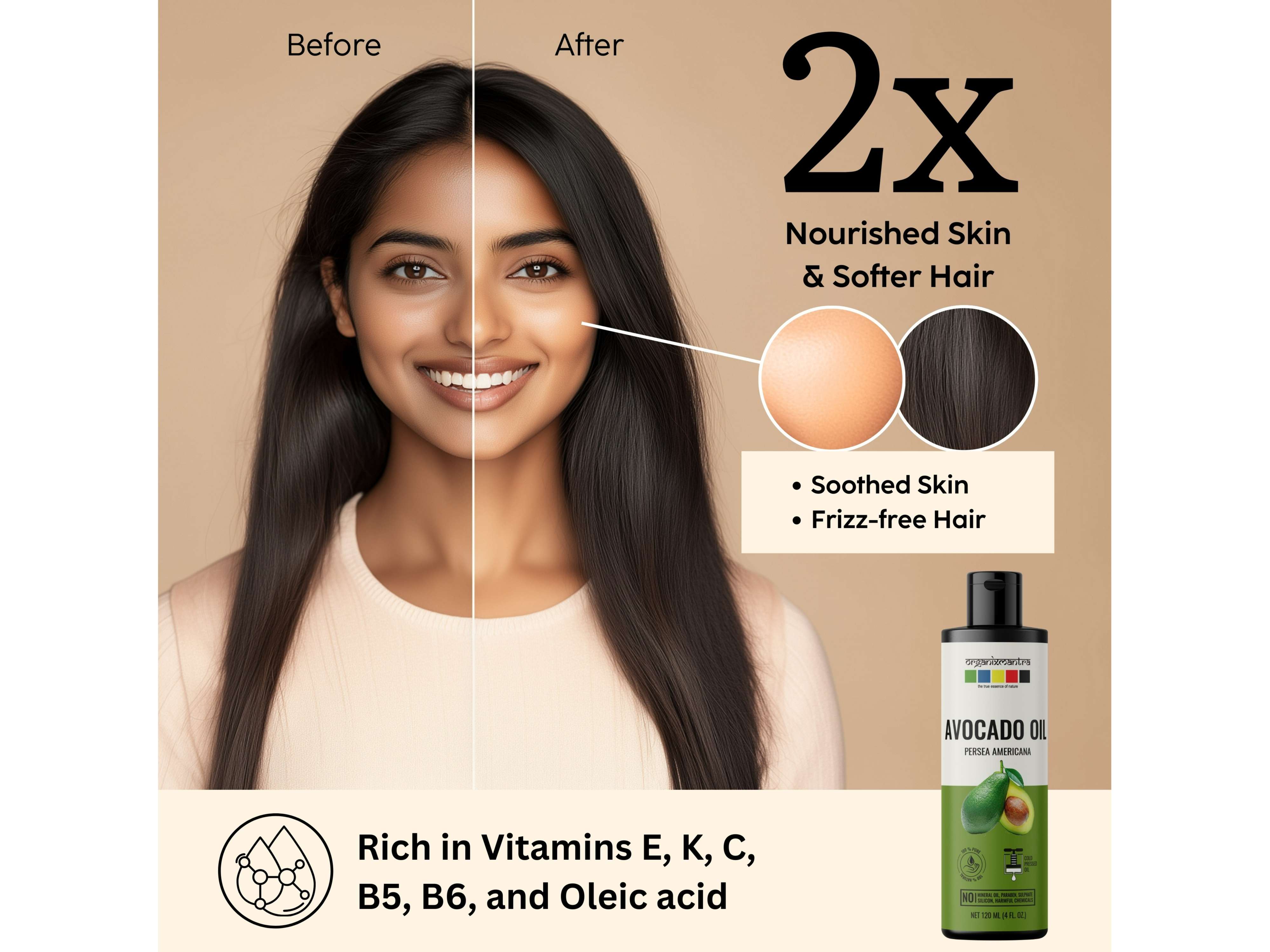 Organix Mantra Avocado Oil, 100% Pure, Natural & Cold Pressed Organic Oil - 120 Millilitre view 2