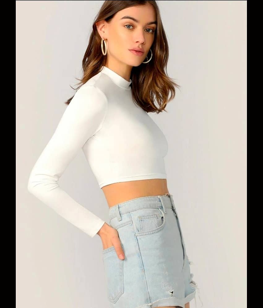 Dream Beauty Fashion Women's Polyester Crop Top ( Off White ) view 2