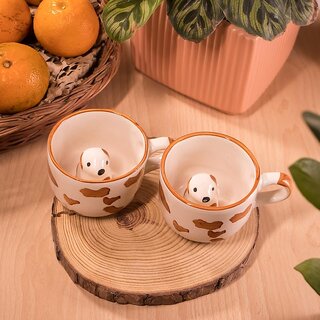 Handcrafted Ceramic Cute Dog Design Mug Pack of 2 view 2