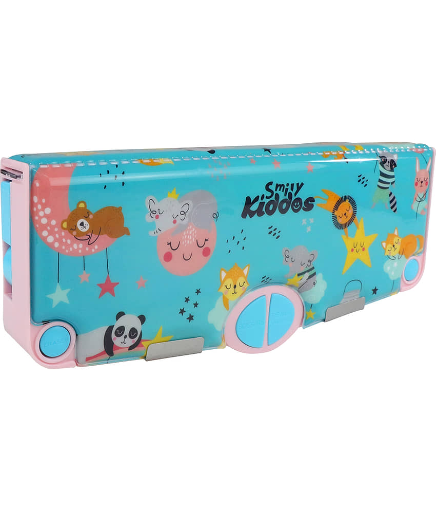 Pop Out Pencil box Rainbow Animals - Teal Blue view 2