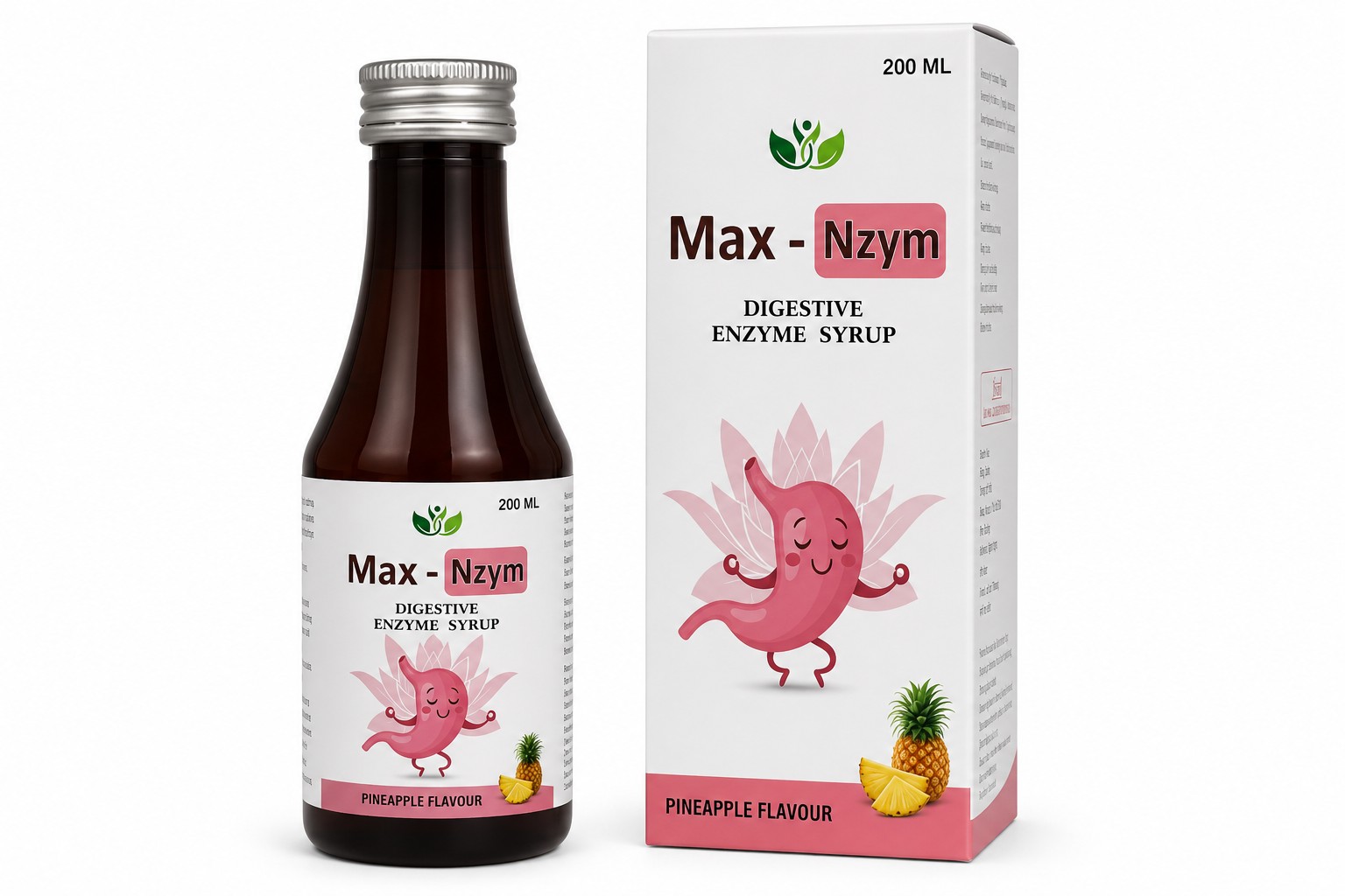 Max - Nzym Digestive Syrup Pineapple Flavour Bottle - 200ml view 2