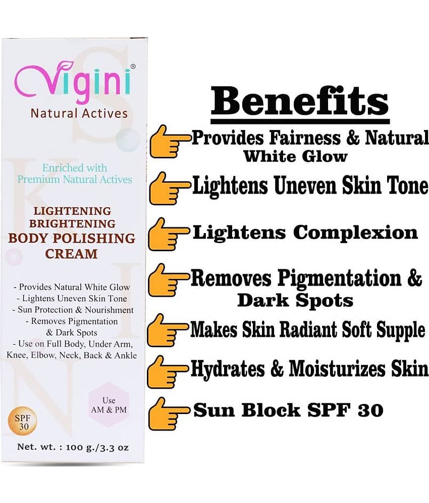 Vigini Skin Whitening Goree Fairness Cream Scrub Pigmentation Brightening Beauty Glow Dark Spot Face Serum SPF 30 100 g view 2