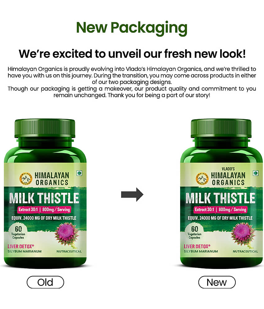 Vlado's Himalayan Organics Milk Thistle Extract Detox Supplement 800Mg Of Silybum Marianum 60 Caps view 2