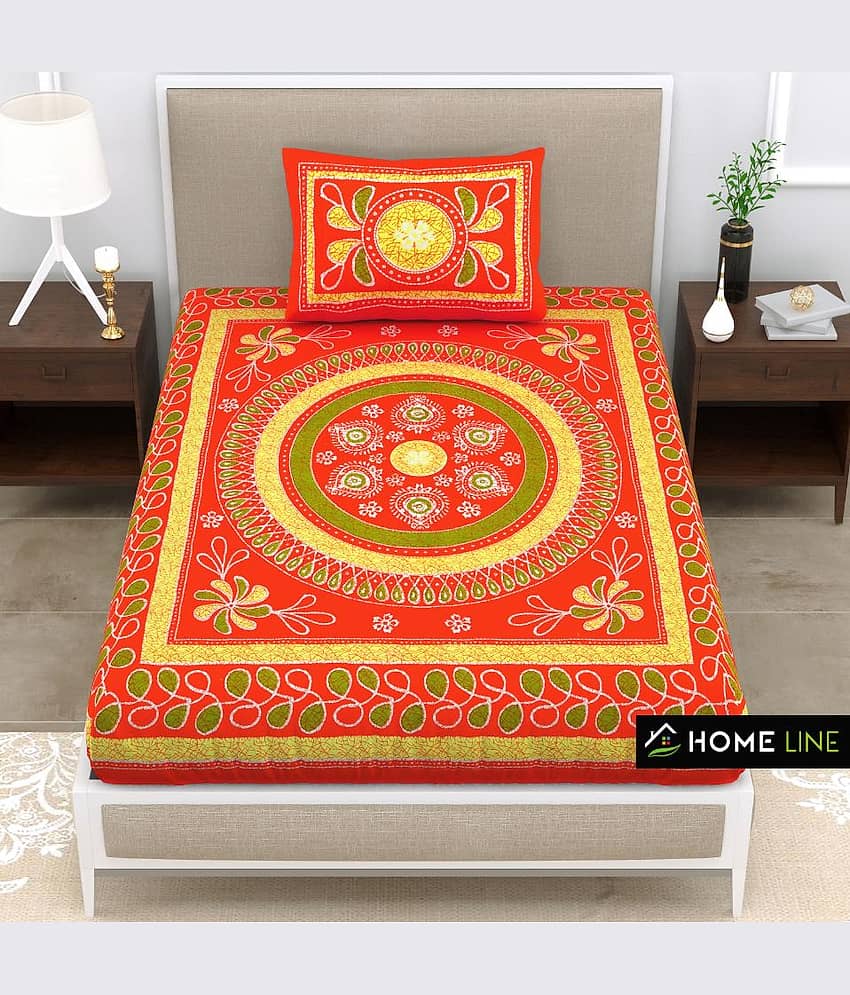 ABHACLOTHO Cotton 1 Single Bedsheet with 1 Pillow Cover ( Blue ) view 2