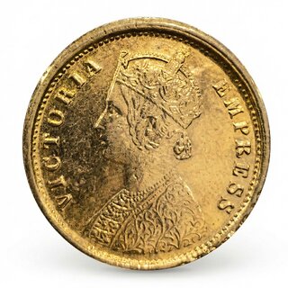 Bikanir State 1/4 Anna 1895 Victoria, British India Gold-plated Fantasy Variant view 2