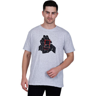 Life Dream Mens Grey Color Block Cotton Blend Round Neck T-Shirt