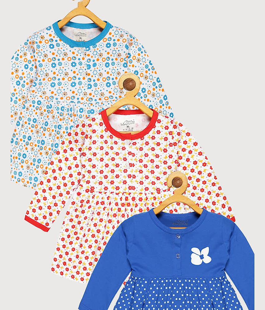 Babeezworld Pack of 3 Baby Girls Cotton Frock ( Multi ) view 2