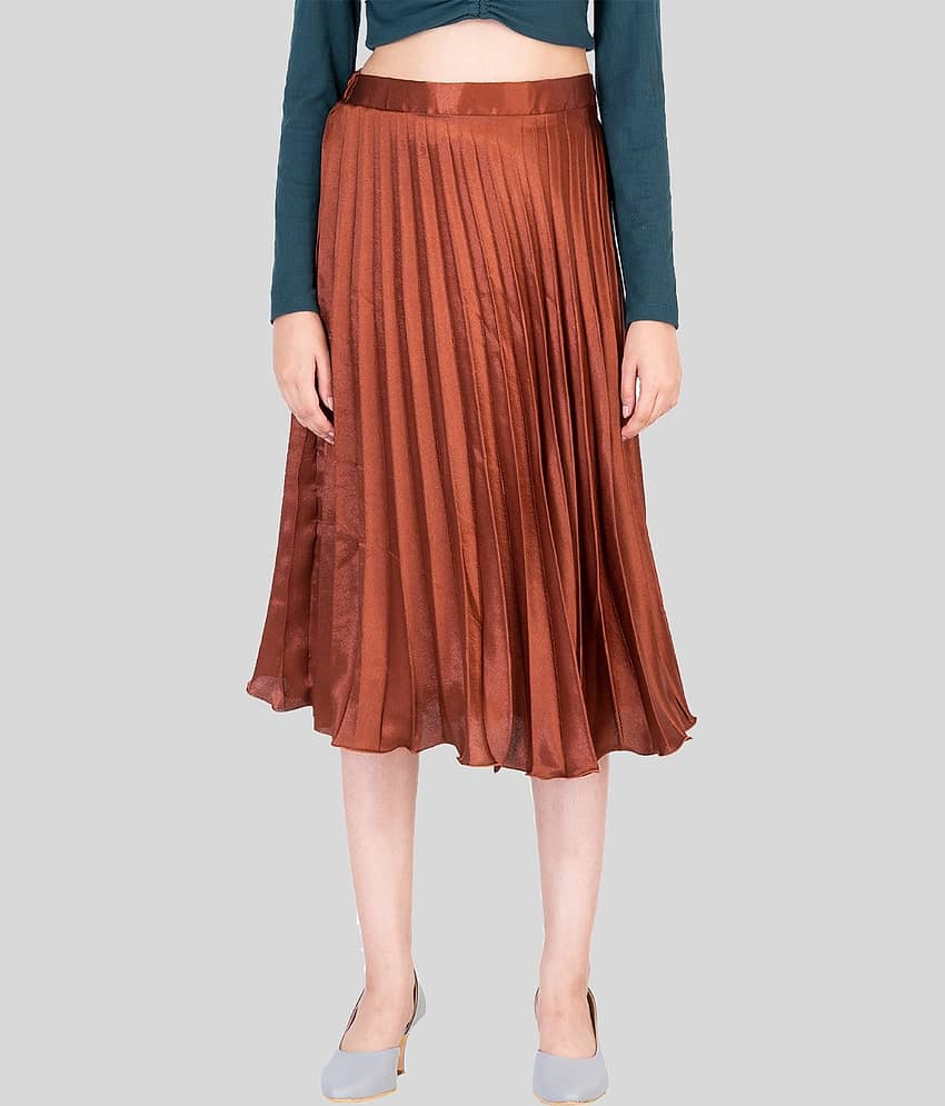 powermerc - Maroon Satin Women's Flared Skirt ( Pack of 1 ) view 2