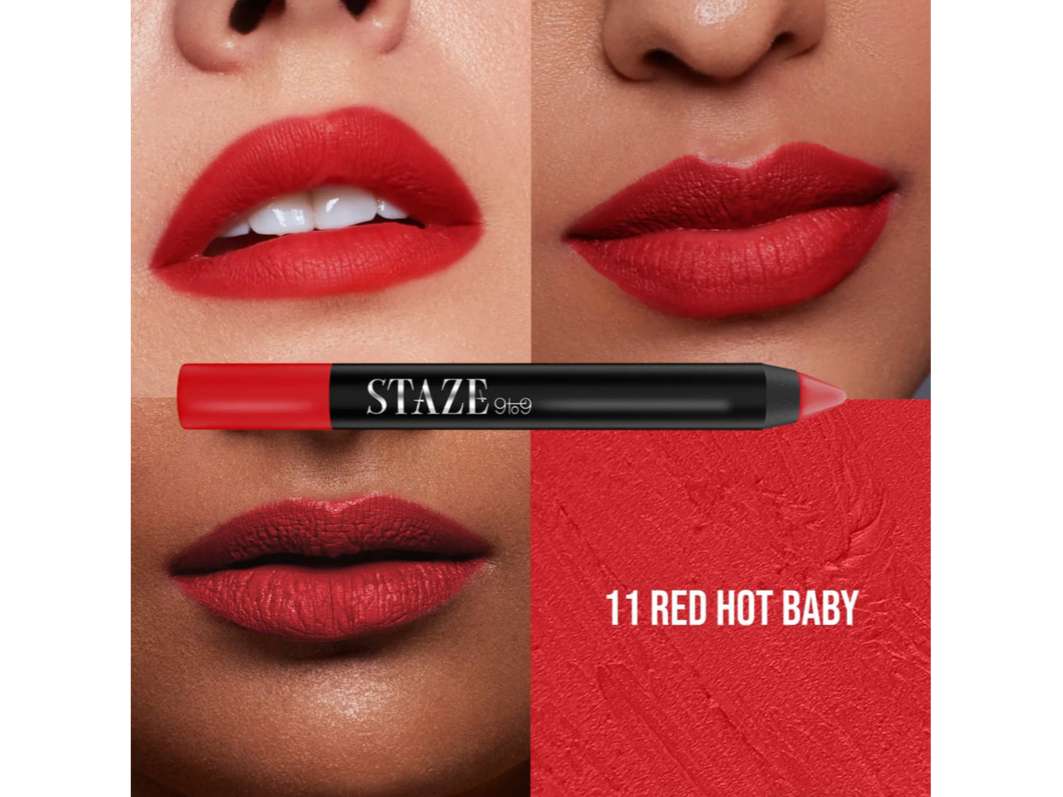 Staze 9to9 Pout On Transfer proof Lip Crayon - Red Hot Baby - 11 view 2