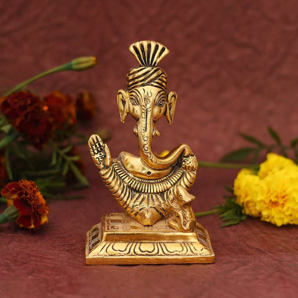 Lord Ganesha Idol Statue with Turban Pagdi (6 -Inch) Hindu God Ganesh Ganpati Showpiece for Home Decor Mandir Pooja