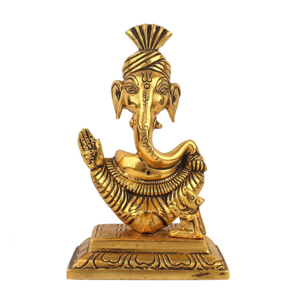 Lord Ganesha Idol Statue with Turban Pagdi (6 -Inch) Hindu God Ganesh Ganpati Showpiece for Home Decor Mandir Pooja view 2