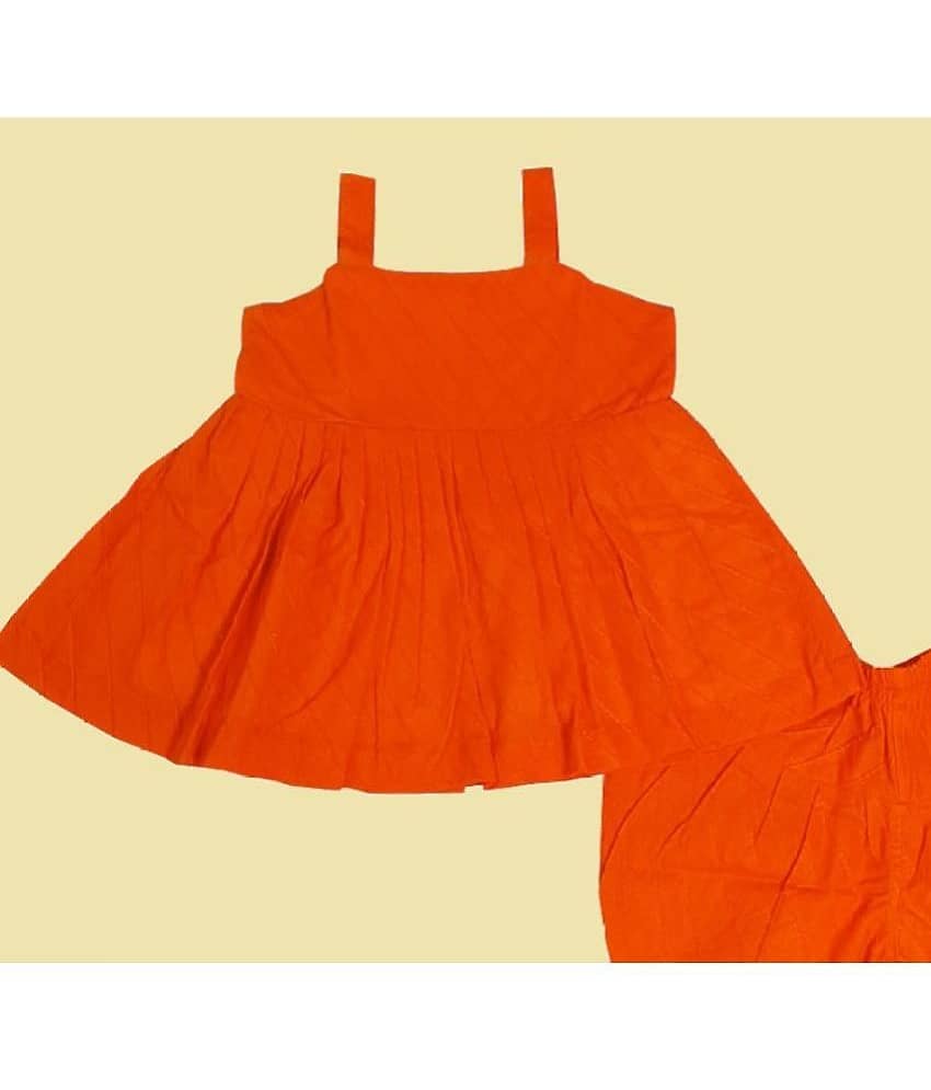 harshvardhanmart.com Pack of 1 Girls Cotton Top With Dhoti ( Orange ) view 2
