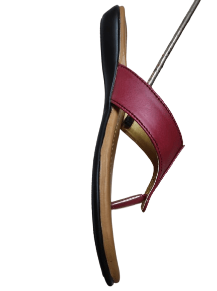 Women's Red Slip-On Flats with Synthetic Upper and Rubber Sole view 2