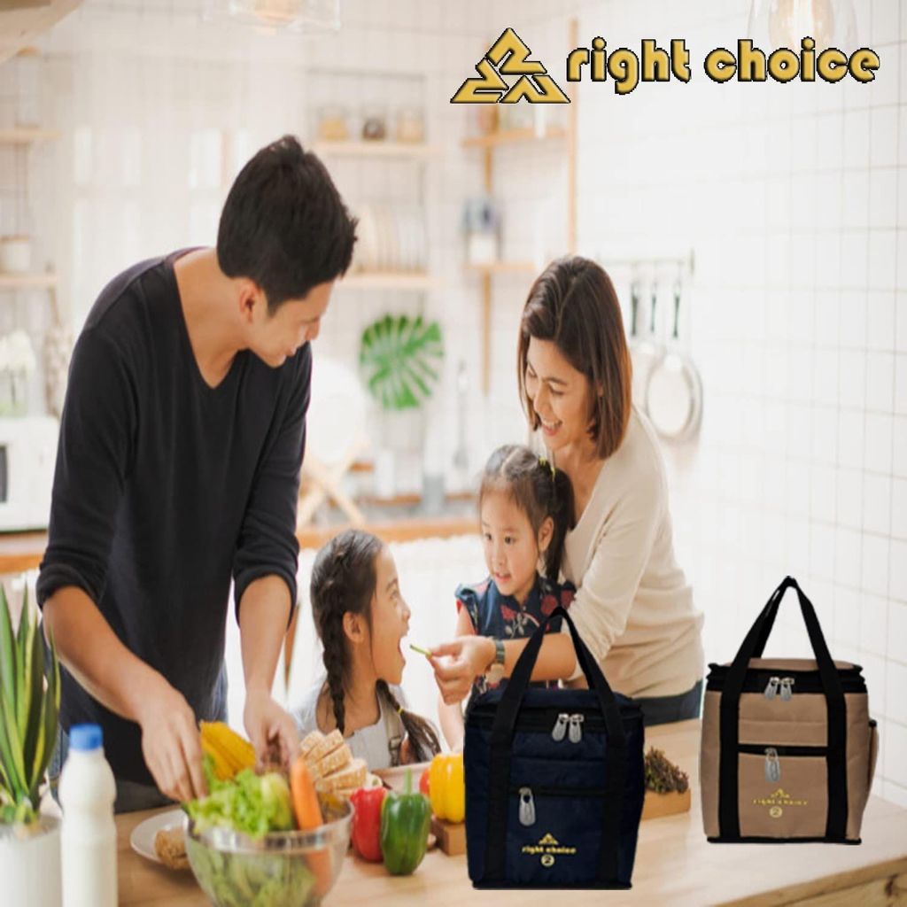 RIGHT CHOICE Bags Combo Polyester Lunch Bags Carry on Tote Compact Heat Preservation Waterproof Hygiene Meal Prep Box (Black and Beige) view 2