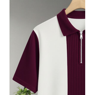 Ausk Mens Purple, White Graphic Print Cotton Blend Polo Collar T-Shirt view 2
