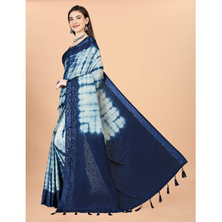 Blue Colour Chinon Silk saree With Blouse Piece And Jhalar view 2