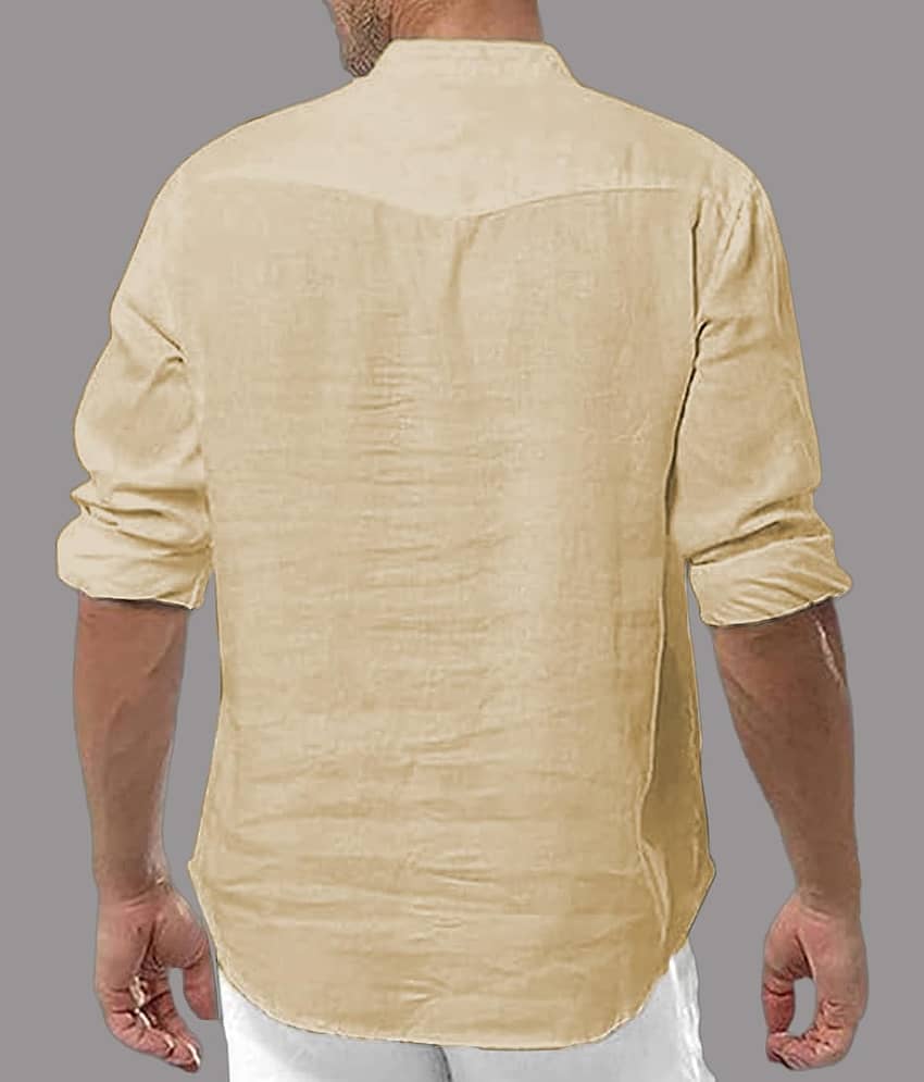 UNI VIBE Brown Cotton Blend Men's Shirt Style Kurta ( Pack of 1 ) view 2