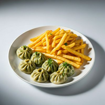 6 Veg Steam Momos + French Fries